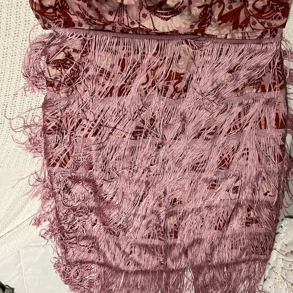 Pink/Purple Print Fringe Dress - Picture 6 of 6
